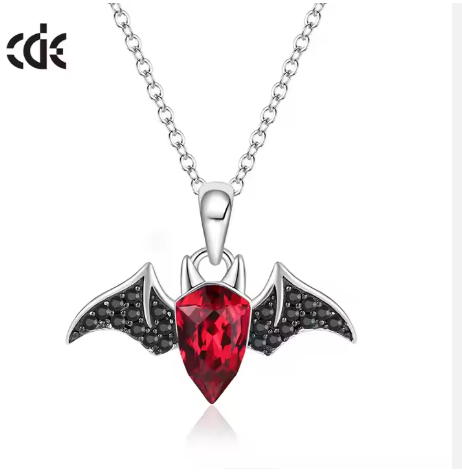 925 Sterling Silver Cde Supply Halloween Horror Crystal Jewelry Bat Animal Necklace