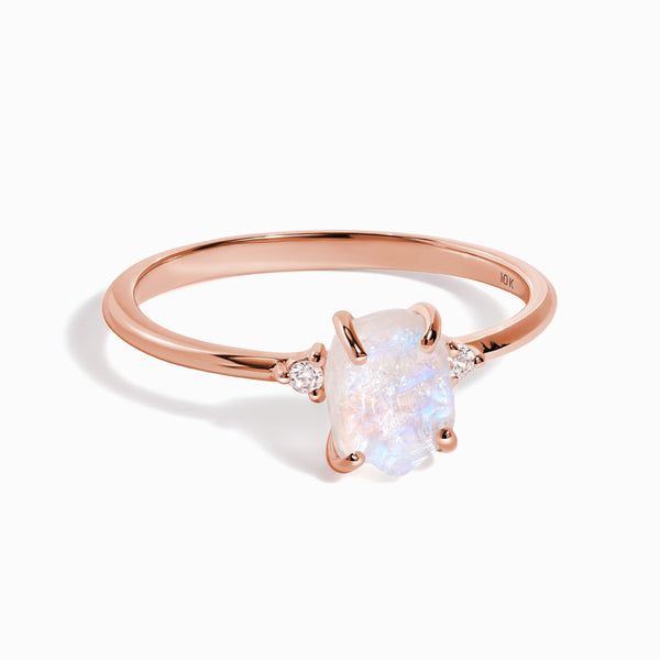 Moonstone Diamond Ring - Petite Raw Allure